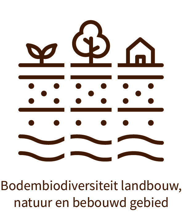 Grafische visualisatie bodembiodiversiteit landbouw natuur en bebouwd gebied